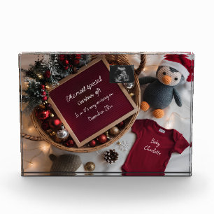 Festive Christmas basket pregnancy announcement Photo Block