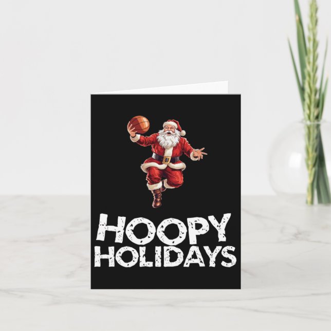 Festive Christmas Basketball Santa  Card (Front)