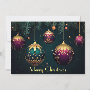 Festive Christmas Baubles Greeting Card