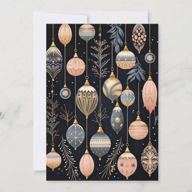 Festive Christmas Baubles Greeting Card (Front)