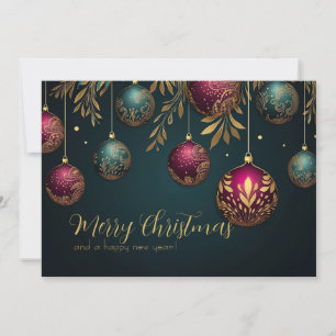 Festive Christmas Baubles Greeting Card