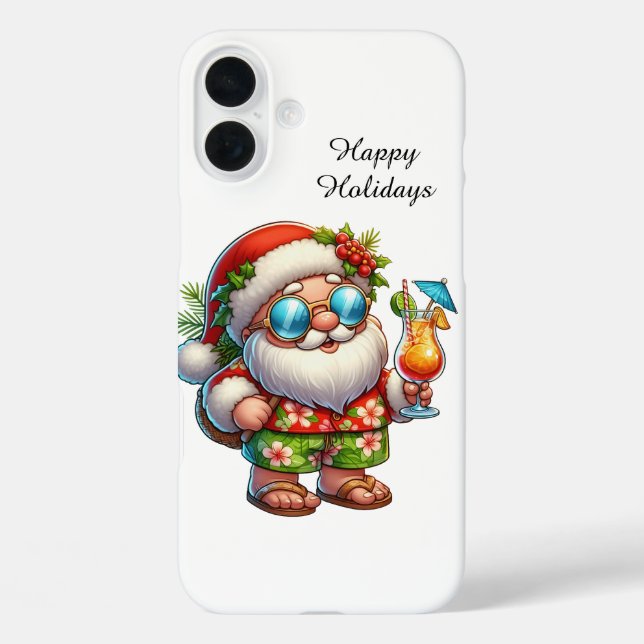 Festive Christmas beach customizable Santa  Case-Mate iPhone Case (Back)