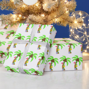 Festive Christmas Beach palm trees tiled party Wrapping Paper