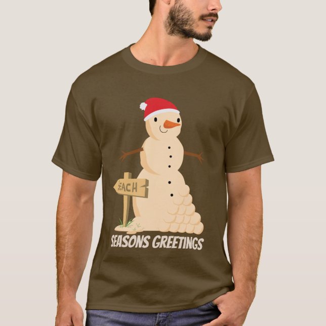 Festive Christmas beach sand snowman T-Shirt (Front)