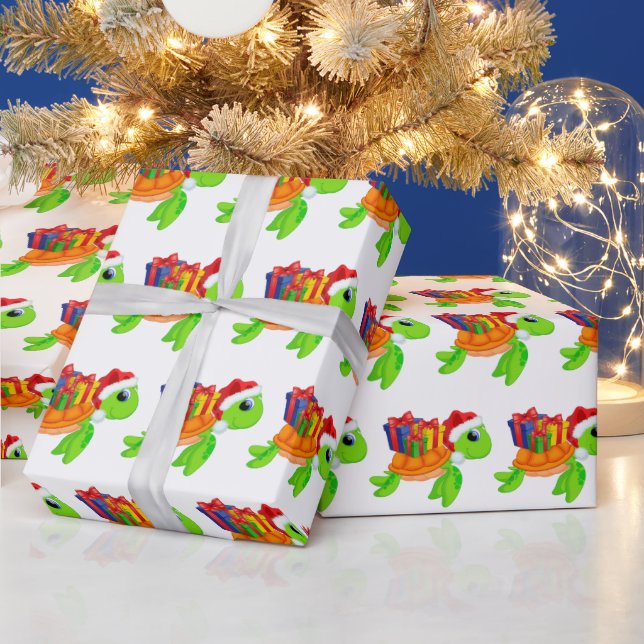 Festive Christmas beach sea turtle tiled Wrapping Paper (Holidays)