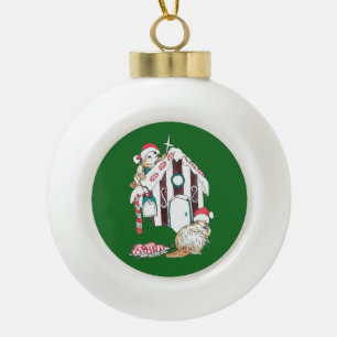 Festive Christmas Beaver Decorating Chalet Ceramic Ball Christmas Ornament