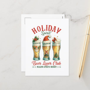 Festive Christmas beer club add message Holiday Postcard