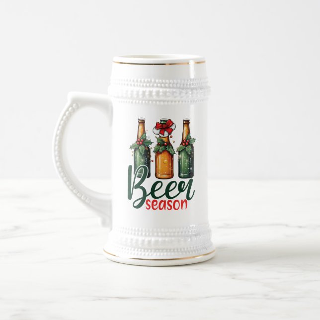 Festive Christmas beer Season Beer Stein (Left)