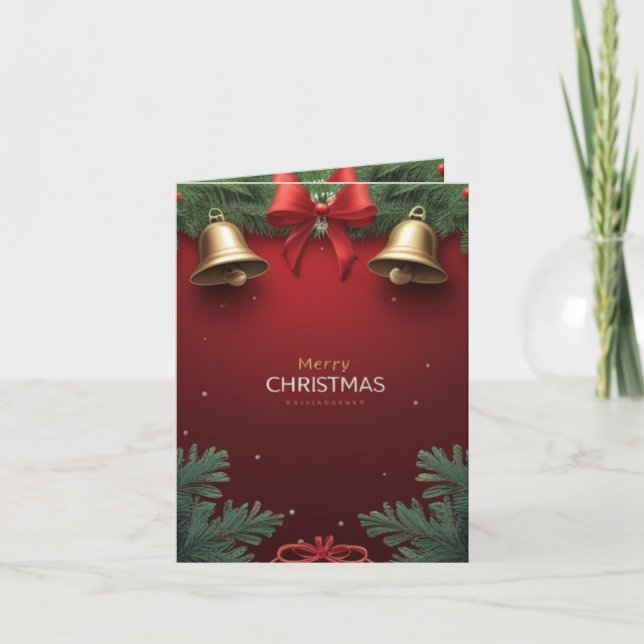 Festive Christmas Bells and Ornaments design  Holiday Card (Front)