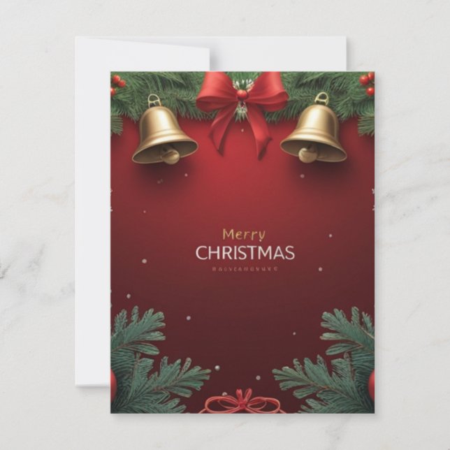 Festive Christmas Bells and Ornaments design  Thank You Card (Front)
