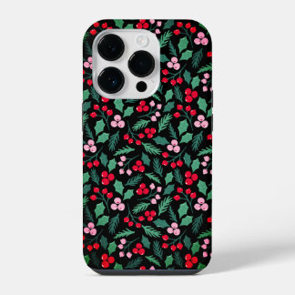 Festive Christmas Berry Delight seamless pattern iPhone 14 Pro Case