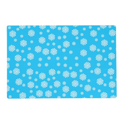 festive Christmas blue white snowflake pattern  Placemat