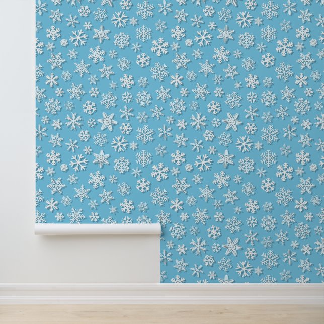 Festive Christmas blue white snowflake pattern  Wallpaper (Application)