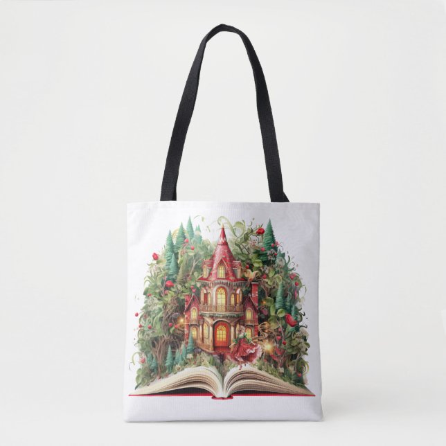 Festive Christmas Book Design Tote Bag (Front)