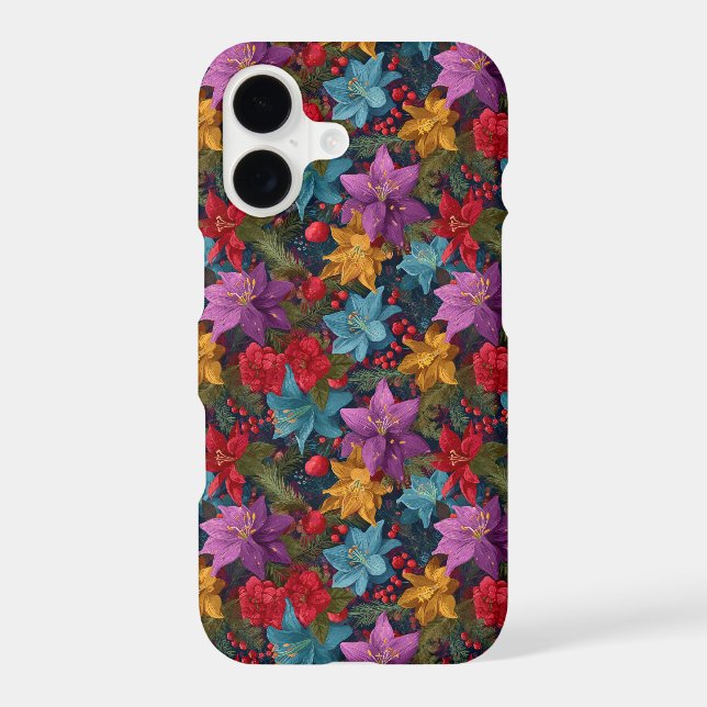 Festive Christmas Botanical Pattern iPhone Case (Back)