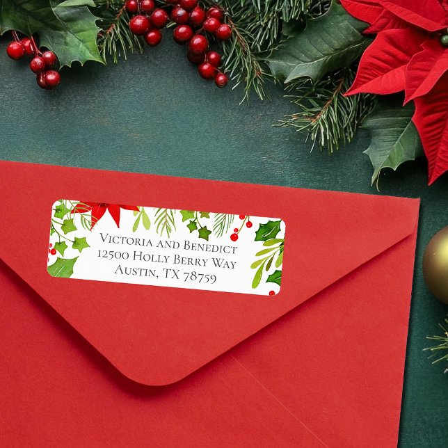 Festive Christmas Botanical Return Address Label (Creator Uploaded)