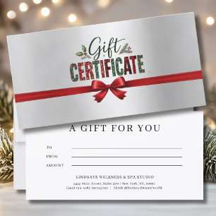 Festive Christmas Bow Script Business Certificate