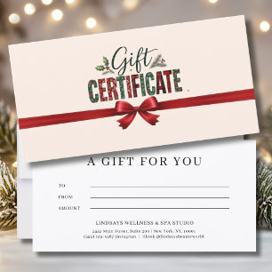 Festive Christmas Bow Script Business Certificate
