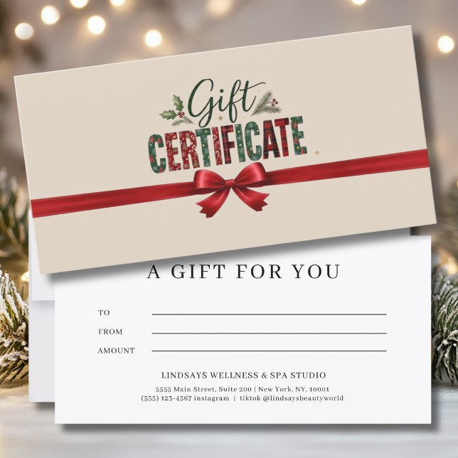 Festive Christmas Bow Script Business Certificate (Festive Christmas Bow Script Business Certificate)