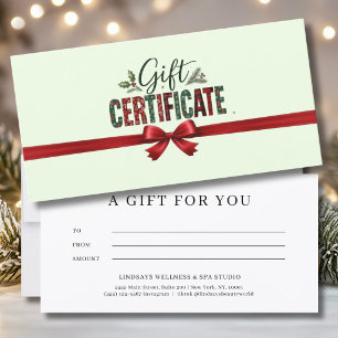Festive Christmas Bow Script Business Certificate