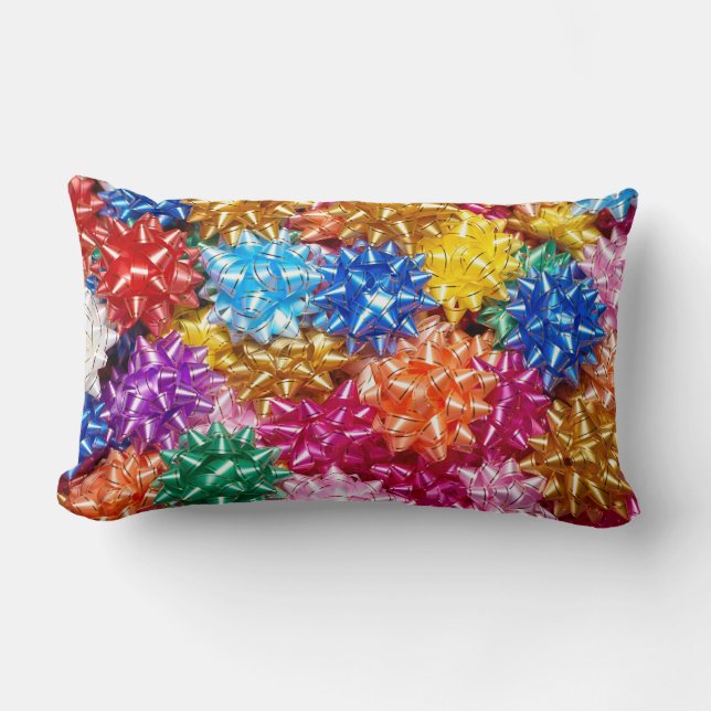 Festive Christmas Bows Colorful Throw Pillow (Front)