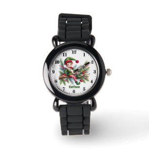 Festive Christmas boys elf add name Watch