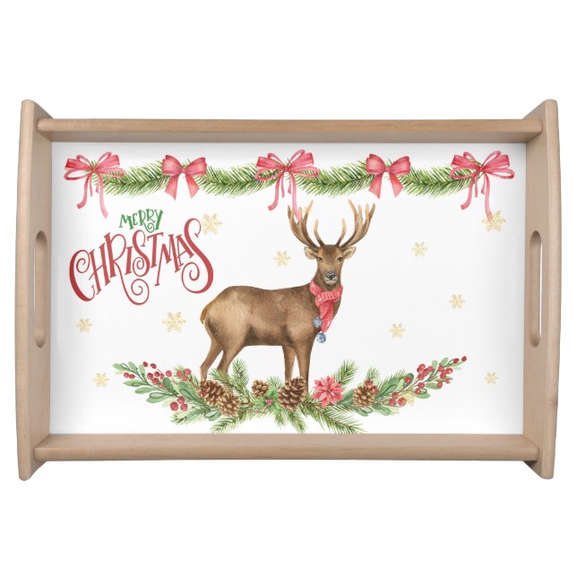 Festive Christmas Buck Reindeer  Serving Tray (Front)