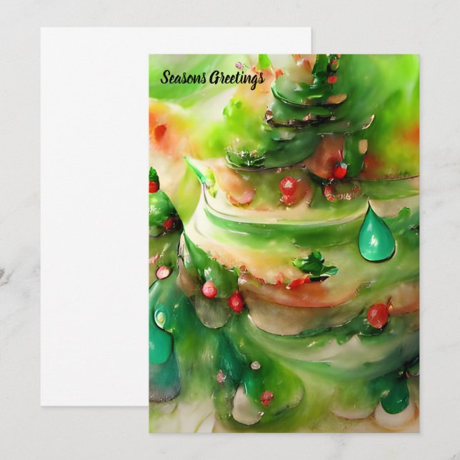 Festive Christmas Cake AI Art Green Red White (Front/Back)