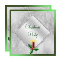 Festive Christmas Candle & Diamonds Invitation