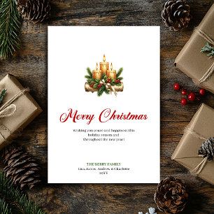 Festive Christmas candles with pine branches card