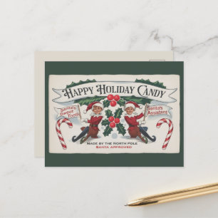 Festive Christmas candy add message Holiday Postcard