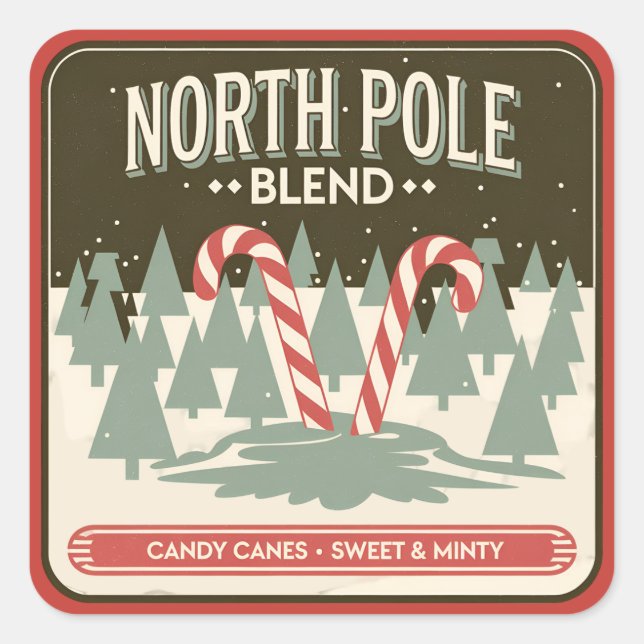 Festive Christmas candy cane blend Square Sticker (Front)