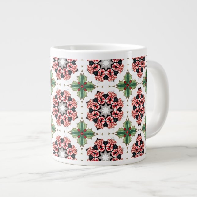 Festive Christmas Candy Cane Giant Coffee Mug (Front Right)