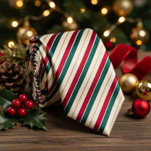 Festive Christmas Candy Cane Stripe Neck Tie