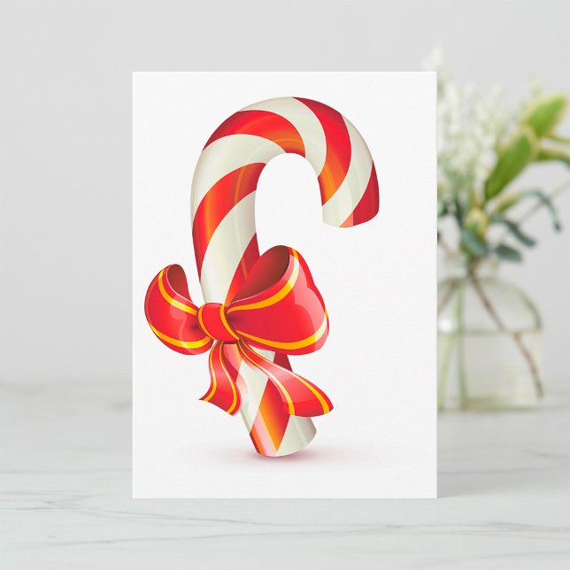 Festive Christmas Candy Cane with Red Ribbon Invitation (Creator Uploaded)