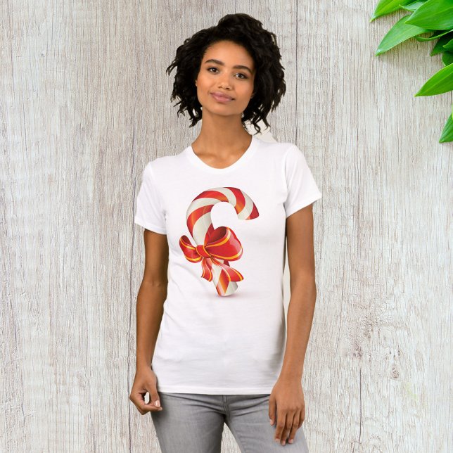 Festive Christmas Candy Cane with Red Ribbon T-Shirt (Creator Uploaded)