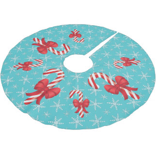 Festive Christmas Candy Canes Brushed Polyester Tree Skirt