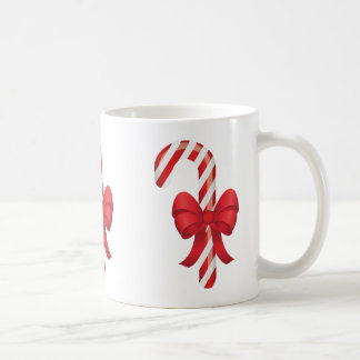 Festive Christmas Candy Canes With Bows Coffee Mug