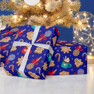 Festive Christmas Candy, Cookies and Hot Chocolate Wrapping Paper