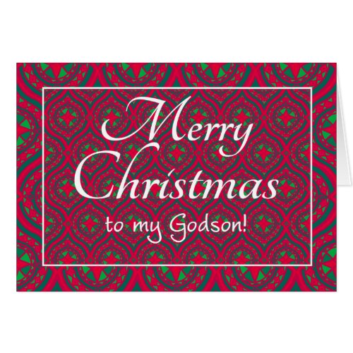 Festive Christmas Card For Godson Red Green