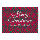 Festive Christmas Card for Pet-sitter Red Green (Front Horizontal)