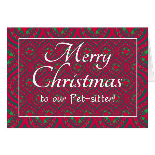 Festive Christmas Card for Pet-sitter Red Green (Front Horizontal)