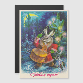 Festive Christmas card with hare and drum