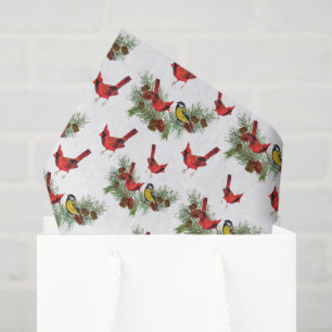 festive Christmas cardinals tiled Holiday Tissue Paper