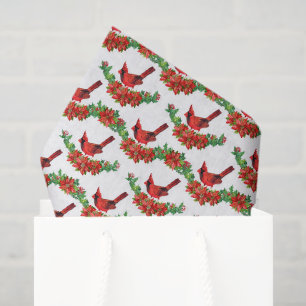 festive Christmas cardinals tiled party Tissue Paper