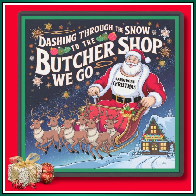 Festive Christmas Carnivore Ketovore Keto Wall Art (Festive Christmas Carnivore Ketovore Keto Wall Art. Merry Christmas Fun Carnivore Metal Wall Art.)