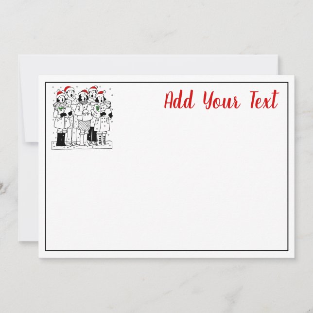 Festive Christmas Carolers with Snow Xmas Holiday Card (Front)
