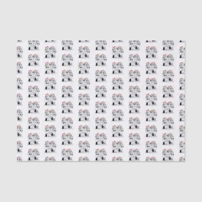 Festive Christmas Carolers with Snow Xmas Tissue Paper (Front)