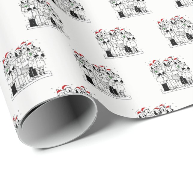 Festive Christmas Carolers with Snow Xmas Wrapping Paper (Roll Corner)