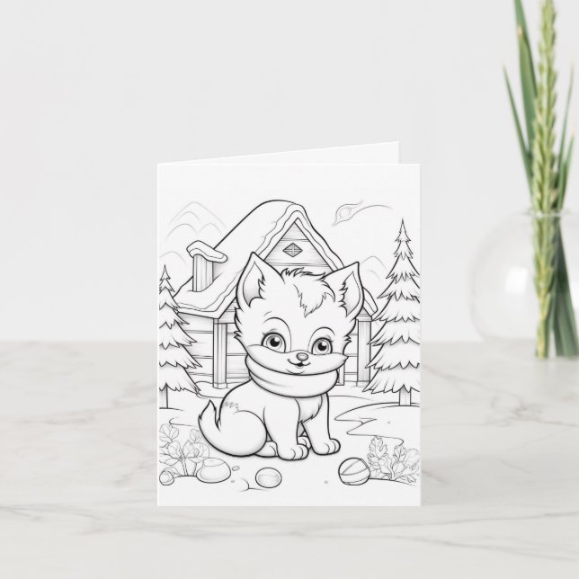 Festive Christmas cat coloring  Card (Front)